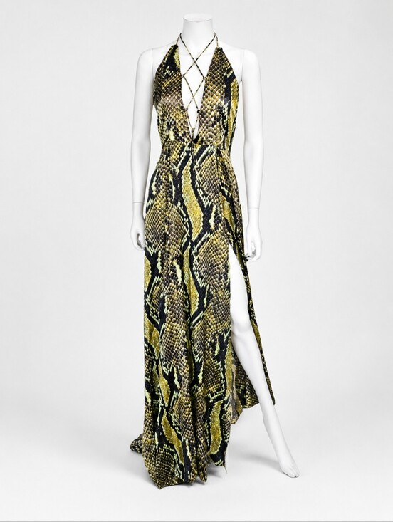 Adriana Iglesias Dresses & Skirts - ADRIANA IGLESIAS | Runway Snakeskin Halter Gown Sculptural Evening Dress EU36